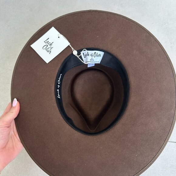 NWT Lack Of Color The Mirage Boater Hat In Brown Wide Brim Suede Band - Picture 14 of 14